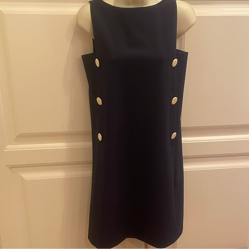 Tory Burch Carrie navy shift dress with button trim sz 2